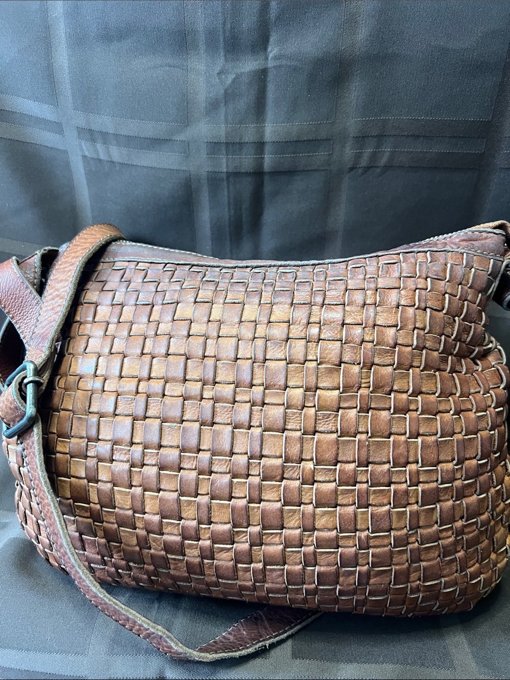 Vilenca Holland Woven Leather Bag Brown Handmade Hobo Purse Handbag convertible